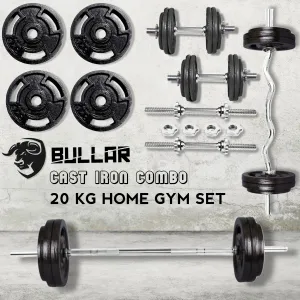 20 KG Exercise Set  |  home gym kit cast iron  | Home Gym combo CAST iron Plates