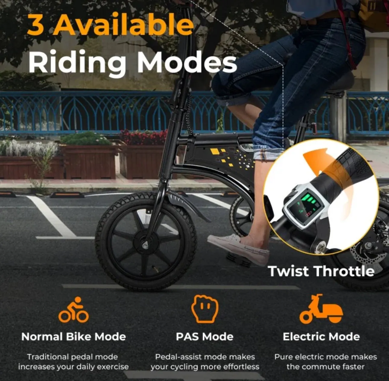 2025 Super Cool Foldable Electric Bike, Bicycle For Adults | 350W Brushless Motor | 36V Battery | Up To 24KPH | Rubber Tires | 3 Riding Modes