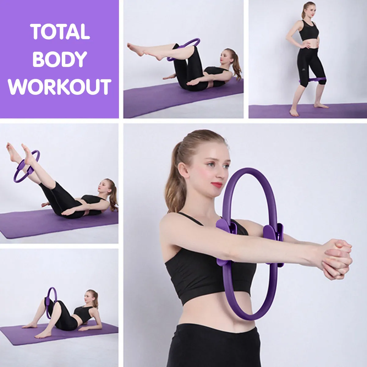 40cm Pilates Ring EVA Foam Handles Yoga Exercise Band