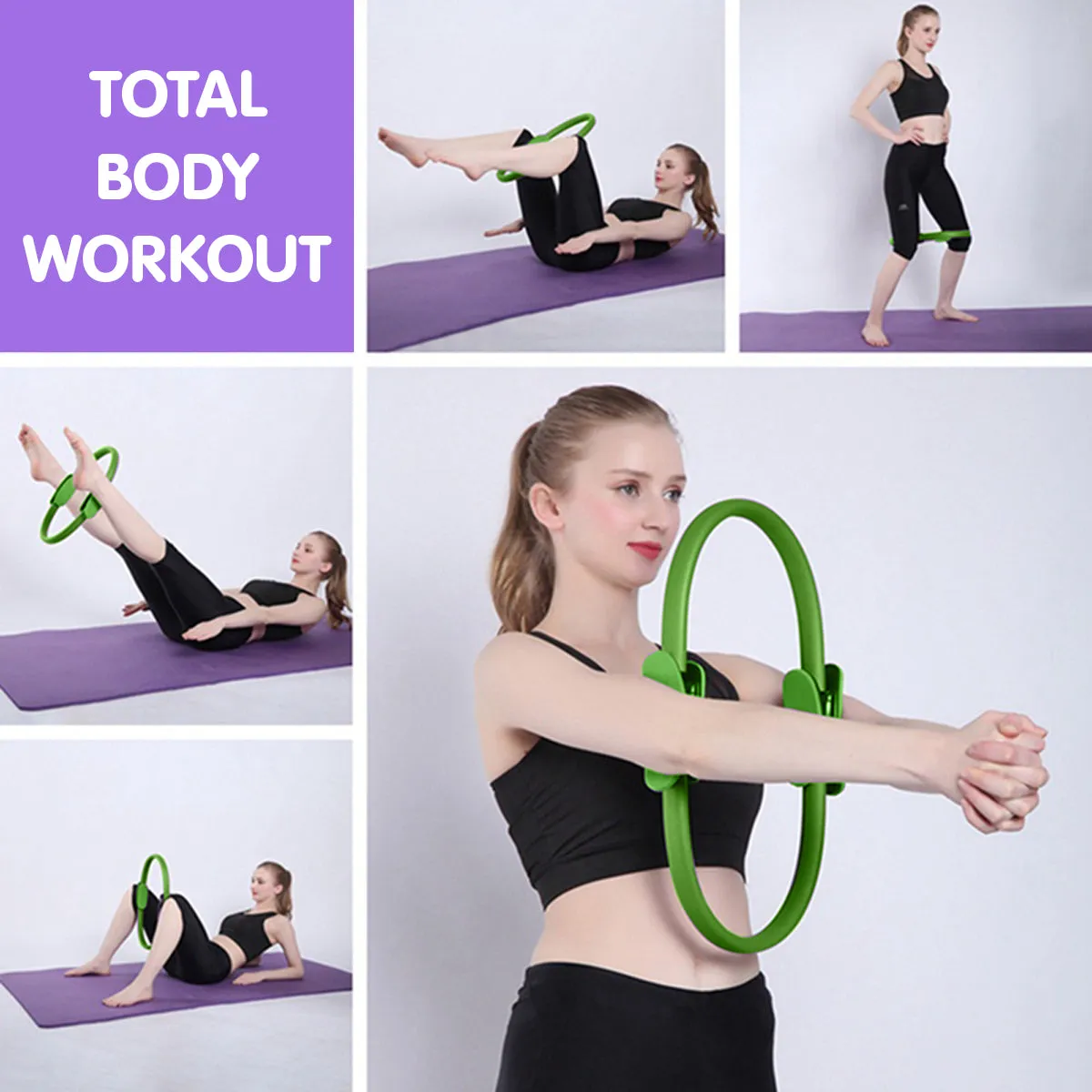 40cm Pilates Ring, Soft Foam Handles, EVA Material - Powertrain