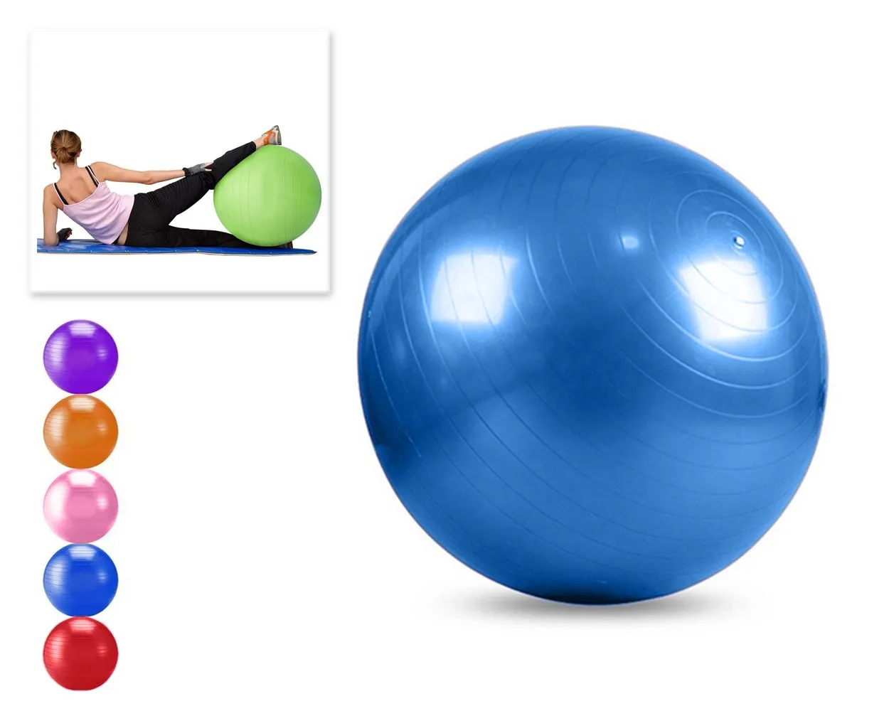 65cm Anti Burst Yoga Exercise Ball - Blue