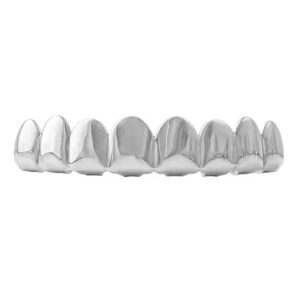 8 Tooth Hip Hop Grillz Rhodium Top