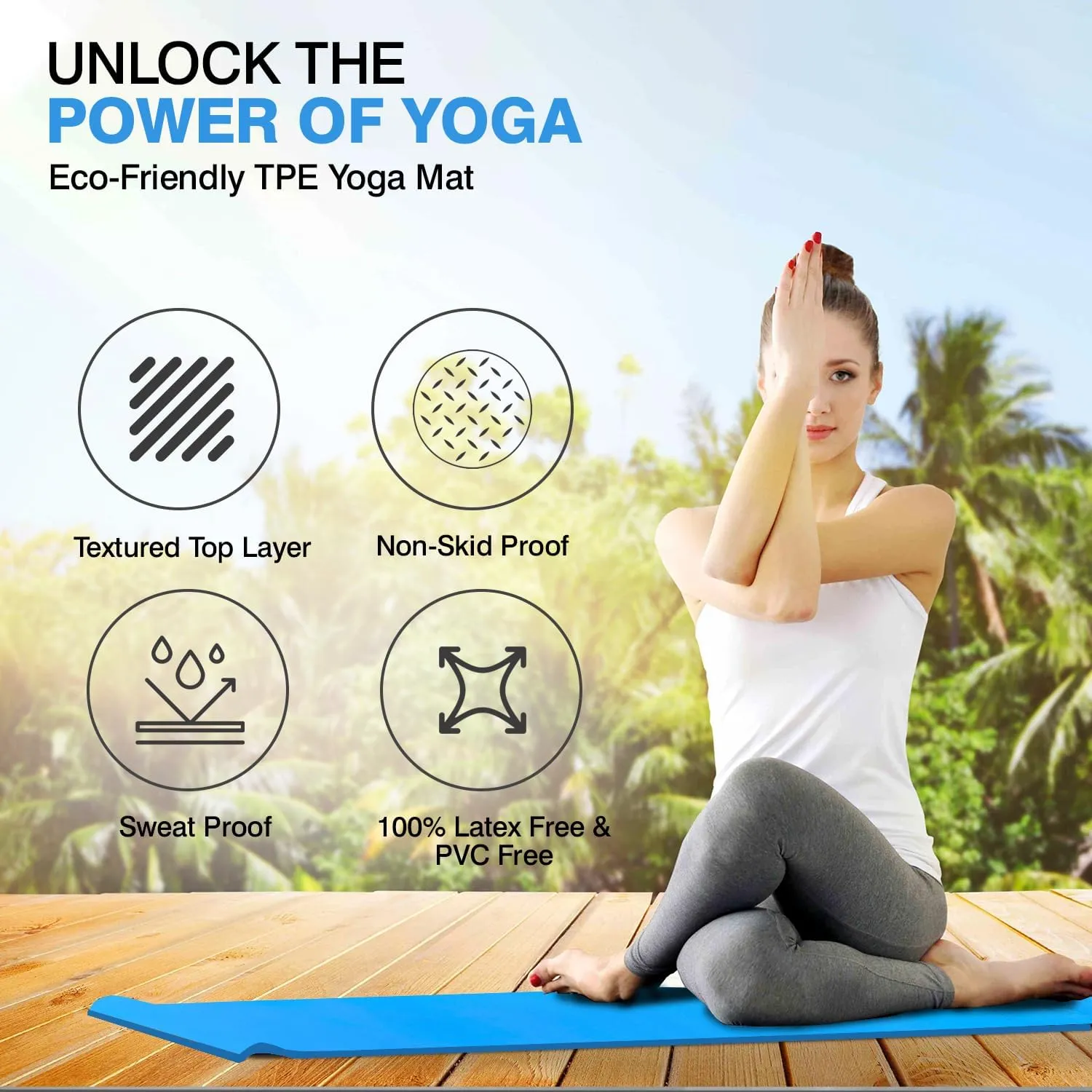 8mm Thick Yoga Mat for Men & Women - 72"x24" TPE Non-Slip Exercise Workout Mat for Home, Gym, Outdoor - Eco-Friendly Pilates Fitness Floor Washable Yoga Matts Excersing Equipment