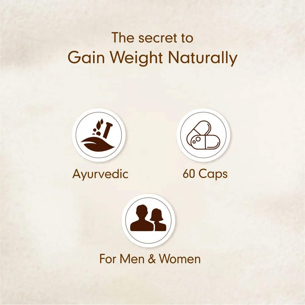 Accumass Herbal Weight Gainer Capsules for Men and Women with Shatavari, Draksha, Ashwagandha - Pack of 60