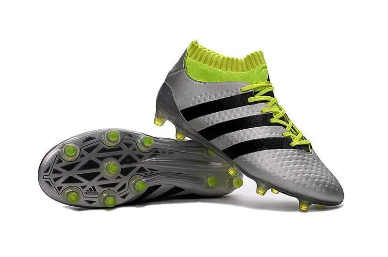 Adidas ACE 16.1 Primeknit FG/AG Soccer Shoes Silver Black Solar Yellow