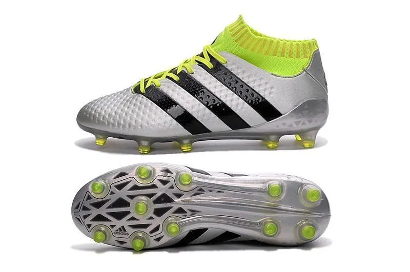 Adidas ACE 16.1 Primeknit FG/AG Soccer Shoes Silver Black Solar Yellow