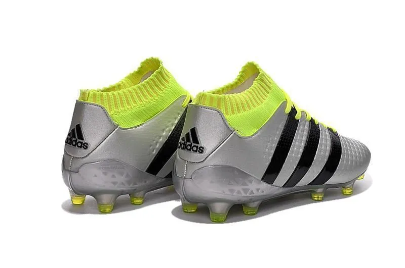 Adidas ACE 16.1 Primeknit FG/AG Soccer Shoes Silver Black Solar Yellow