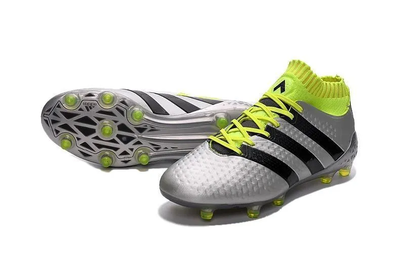 Adidas ACE 16.1 Primeknit FG/AG Soccer Shoes Silver Black Solar Yellow