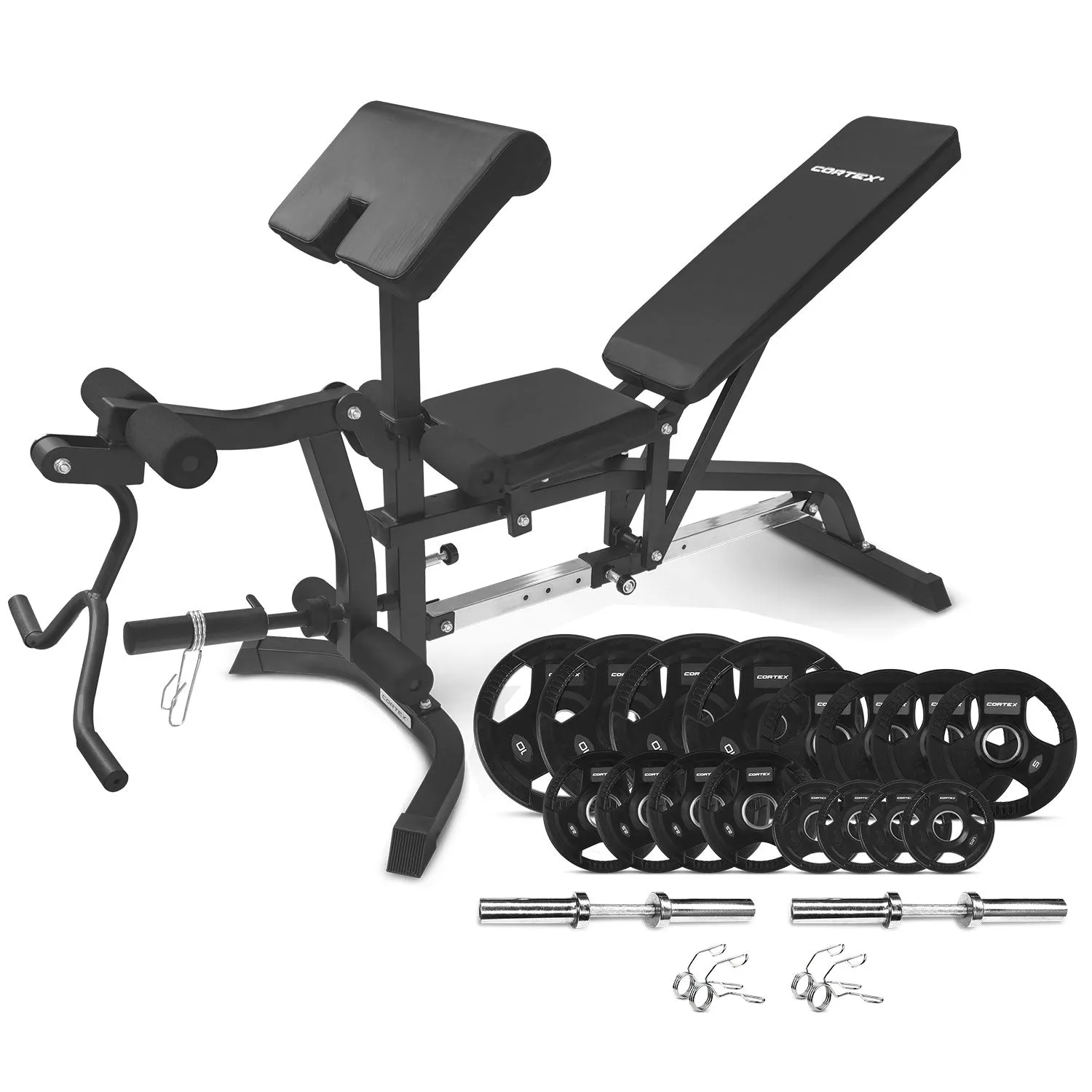 Adjustable Exercise FID Bench   85kg Plates & Dumbbells Set