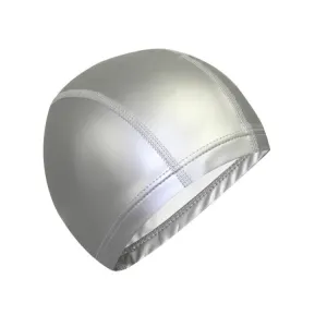 Adult Waterproof PU Coating Stretchy Swimming Cap Keep Long Hair Dry Ear Protection Swim Cap (Silver)