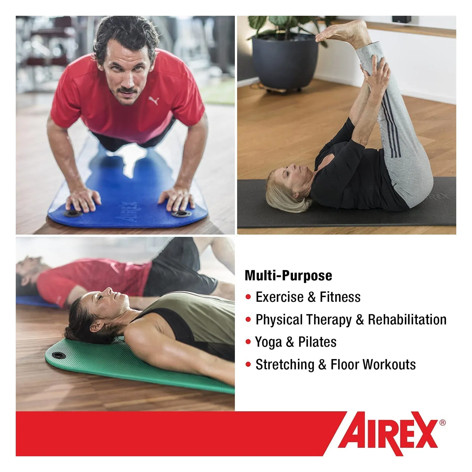 AIREX Fitline 180 Closed Cell Foam Fitness Mat w/ Grommets for Yoga & More, Lime