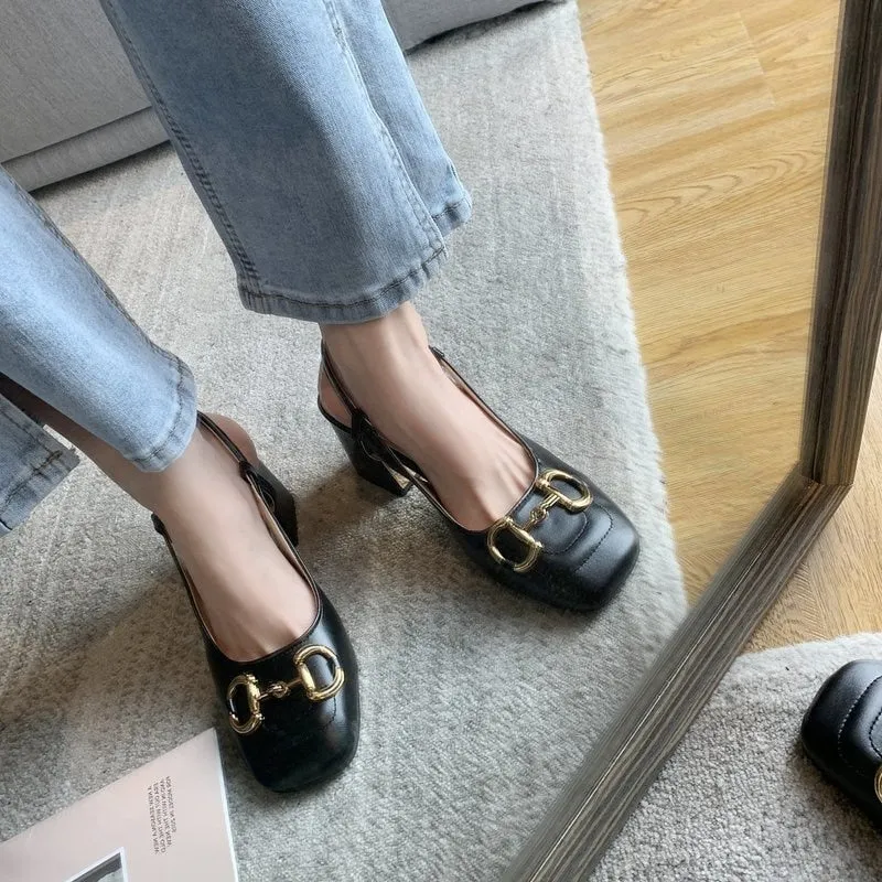 Amozae- 2024 Summer New Women's Sandals Fashion Vintage Buckle Comfortable Casual Sandals Outdoor Mid Heel Women Shoes Zapatos De Mujer