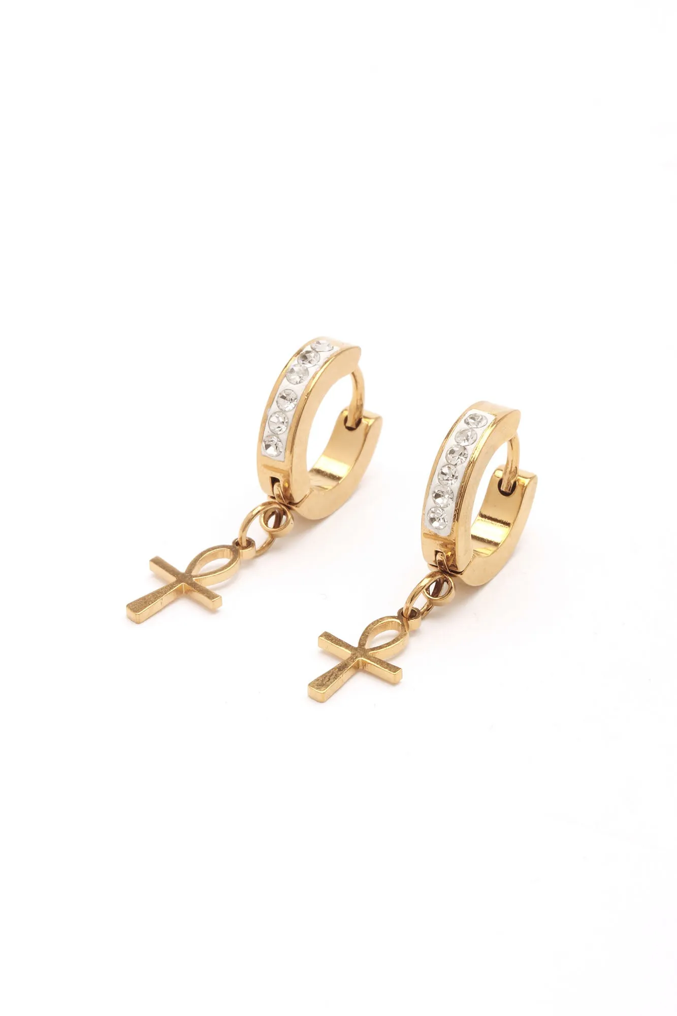 Ankh Cross Earring Set - Gold