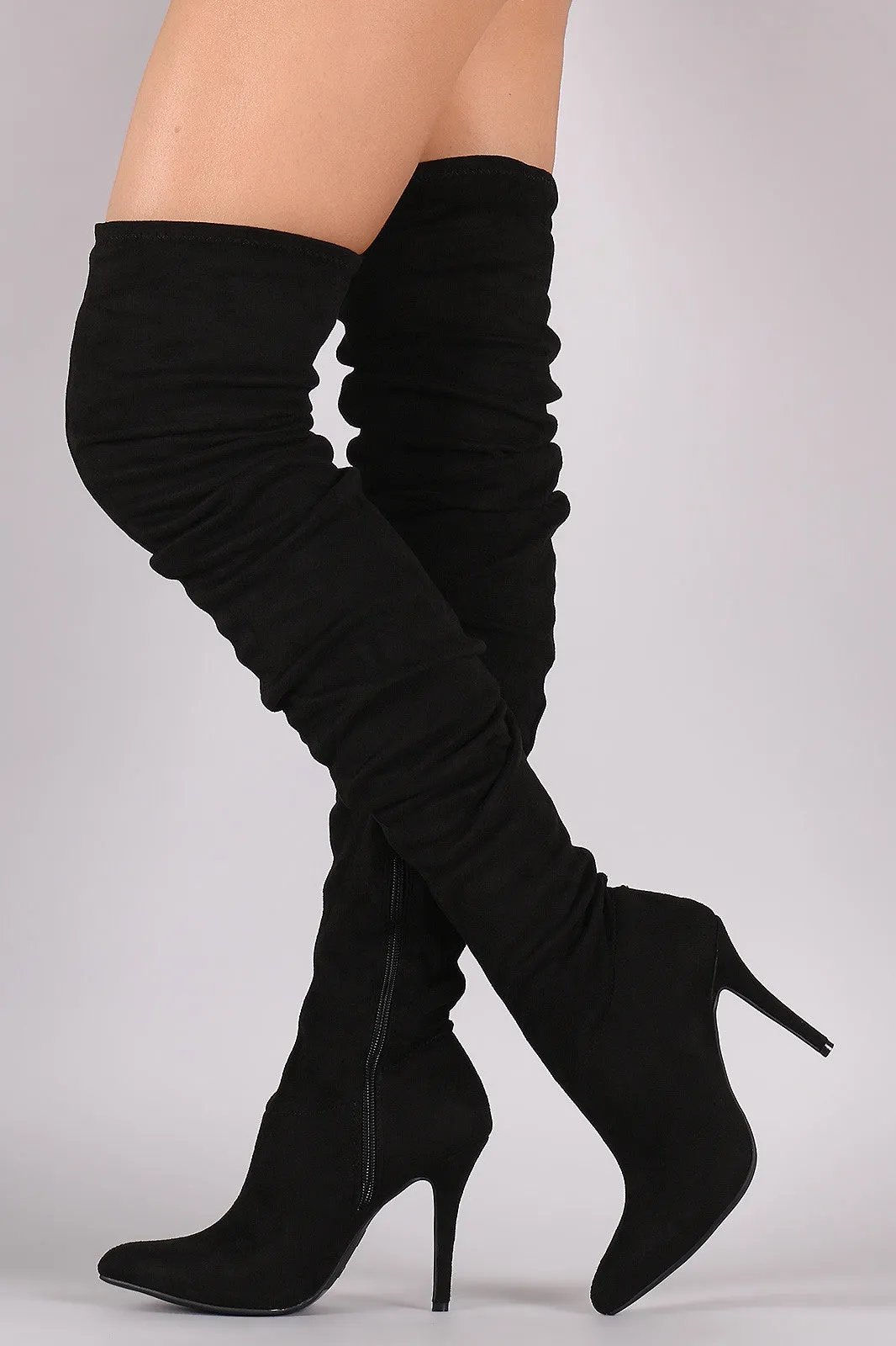 Anne Michelle Suede Slouchy Pointy Toe Stiletto Boots