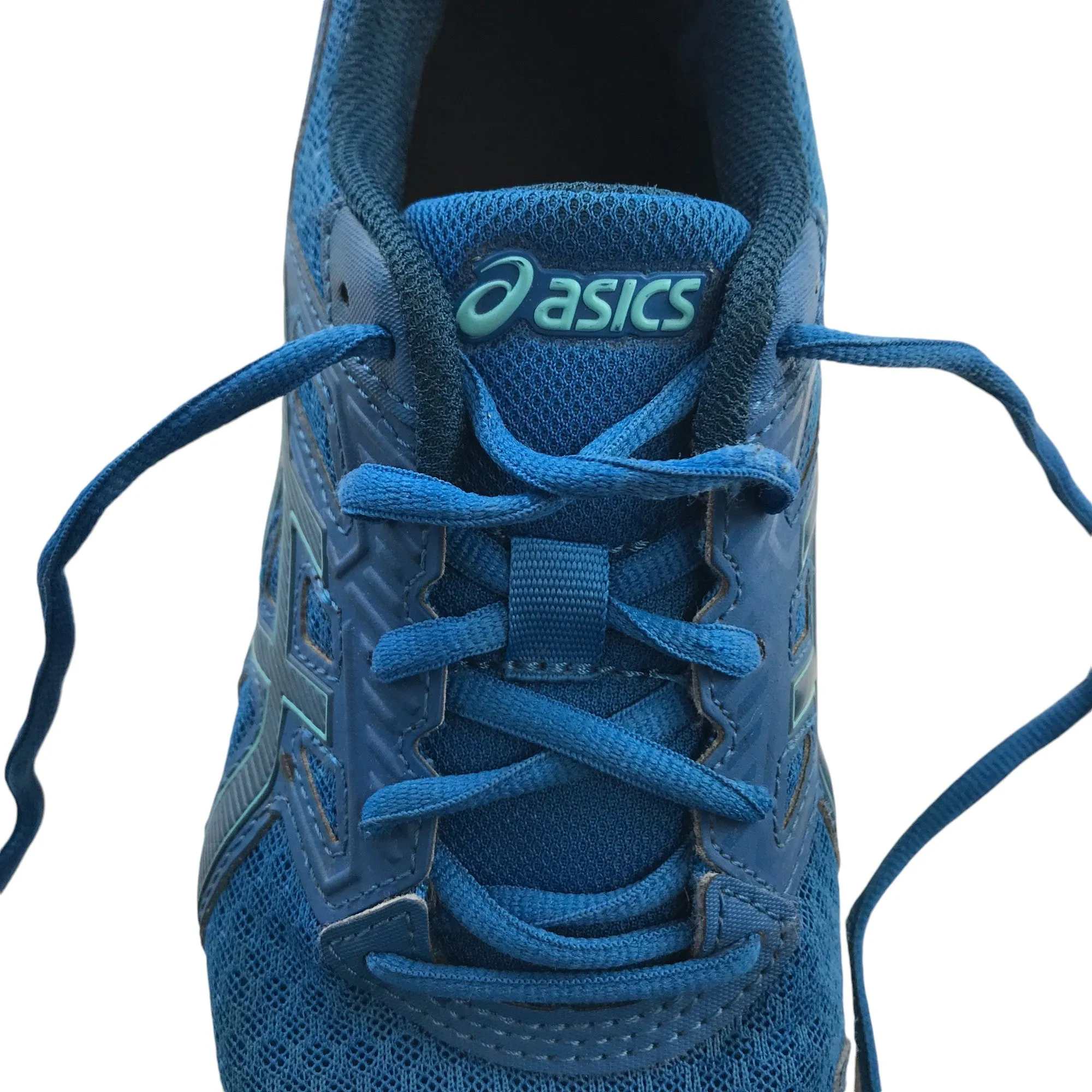 Asics trainers shoe size 4 blue running sneakers with laces