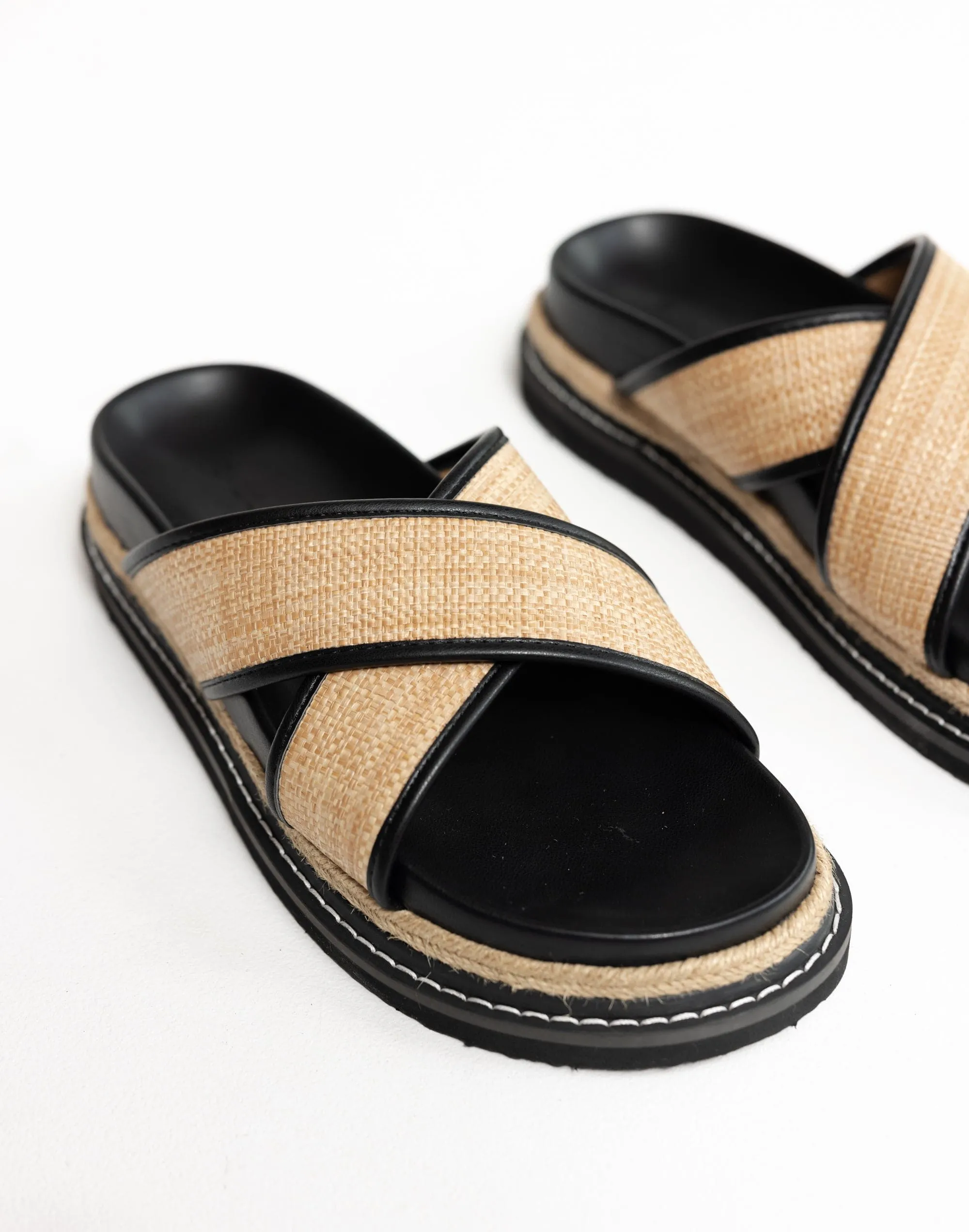 Aysha Slides (Natural Raffia) - By Billini