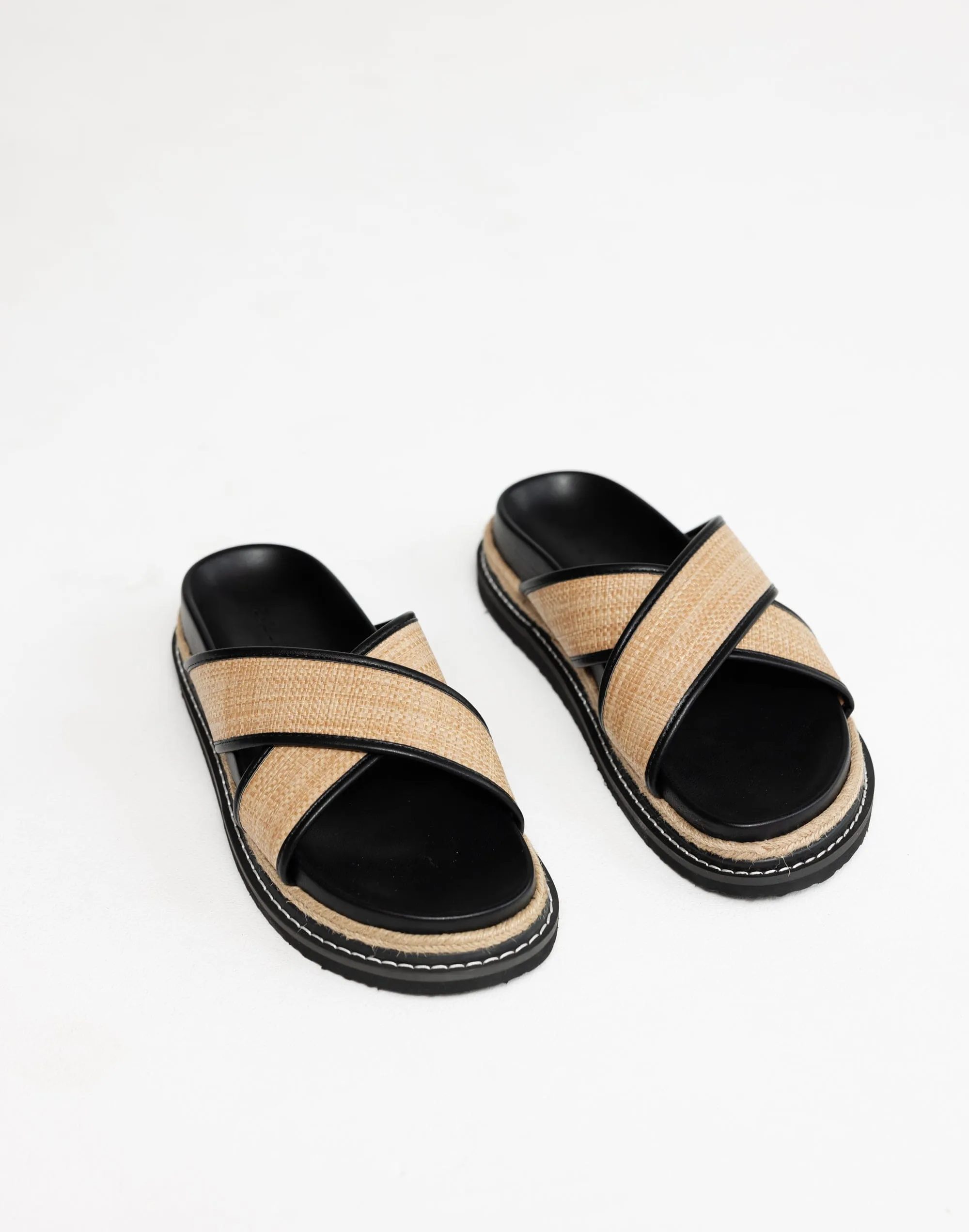 Aysha Slides (Natural Raffia) - By Billini