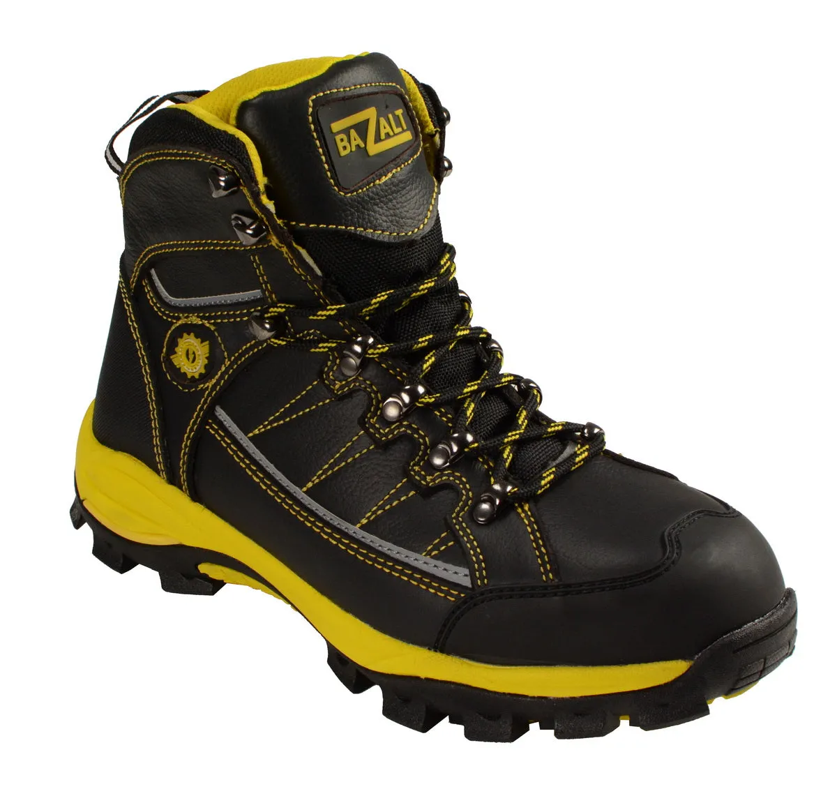 Bazalt MBM9123ST Men's Black with Yellow Water and Frost Proof Leather Boots with Composite-Toe