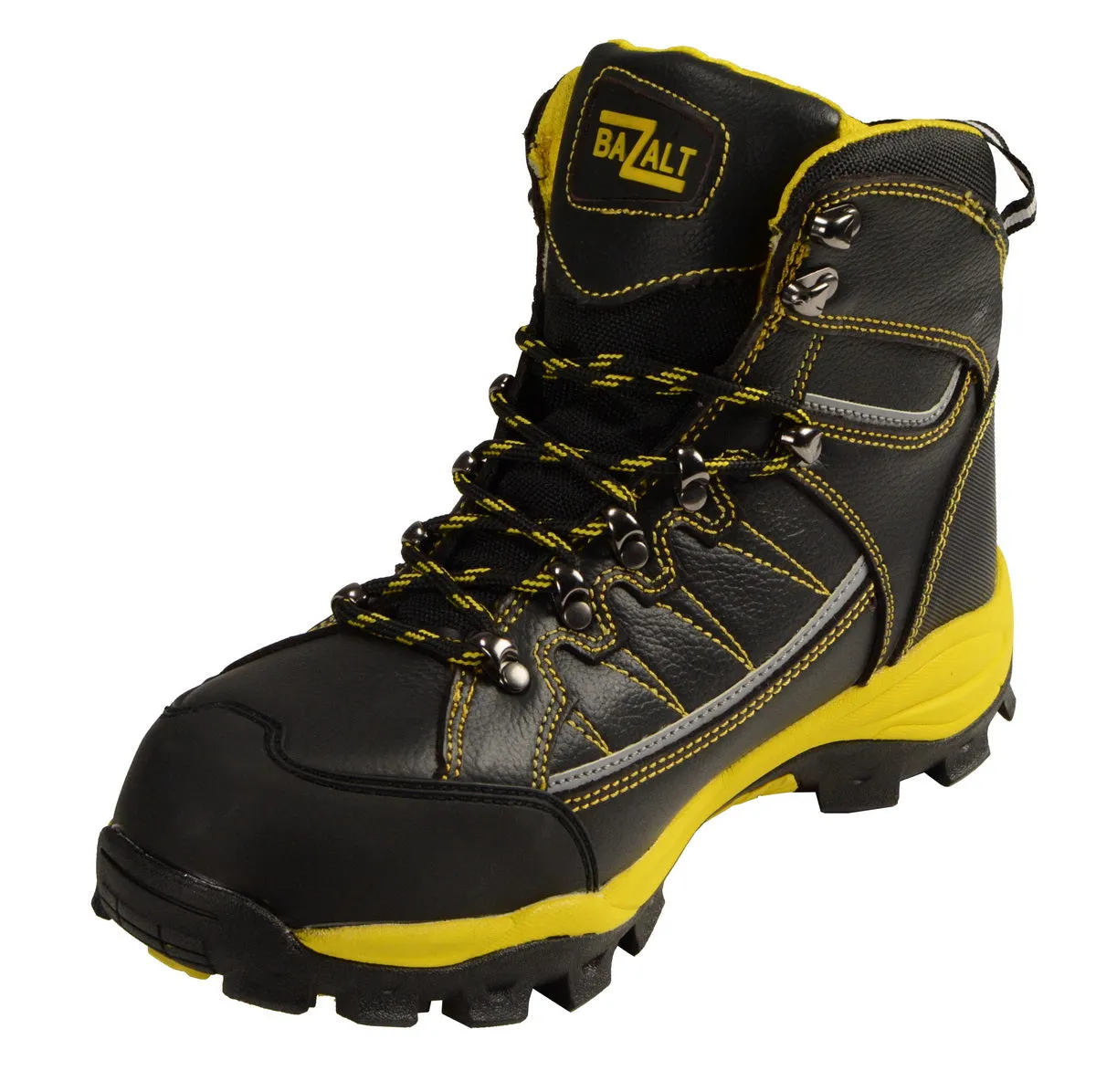 Bazalt MBM9123ST Men's Black with Yellow Water and Frost Proof Leather Boots with Composite-Toe