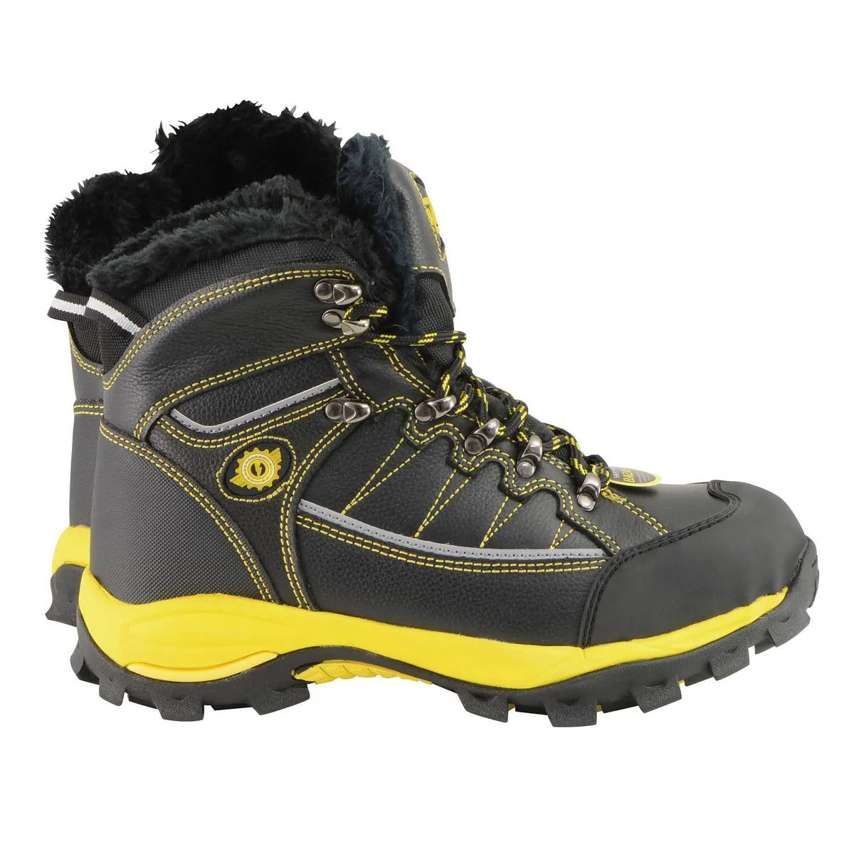 Bazalt MBM9125ST Men's Faux Fur Lined Black with Yellow Water and Frost Proof Boots with Composite-Toe