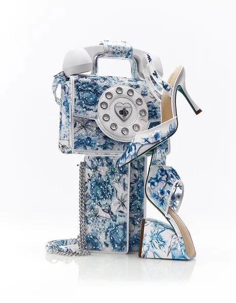 Betsy Johnson Roo Heels in Blue Floral