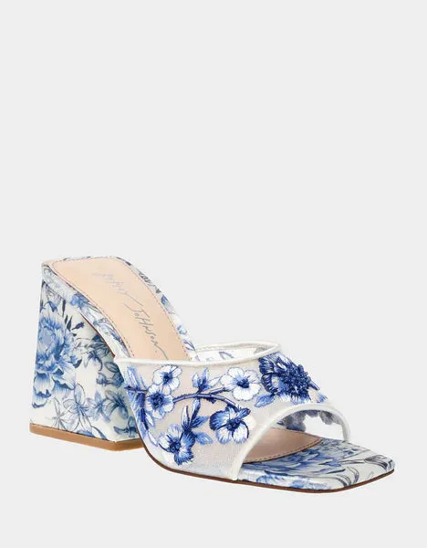 Betsy Johnson Roo Heels in Blue Floral