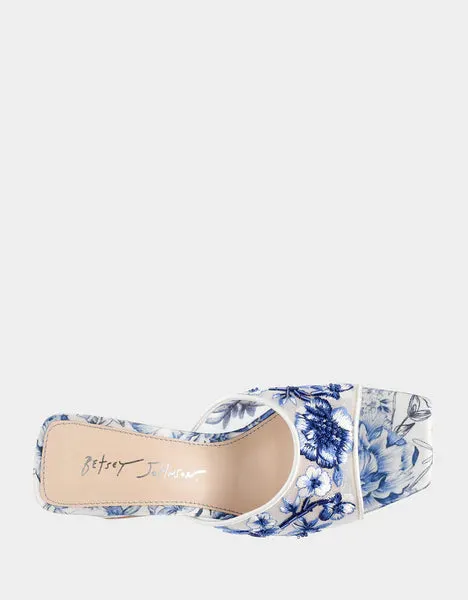 Betsy Johnson Roo Heels in Blue Floral