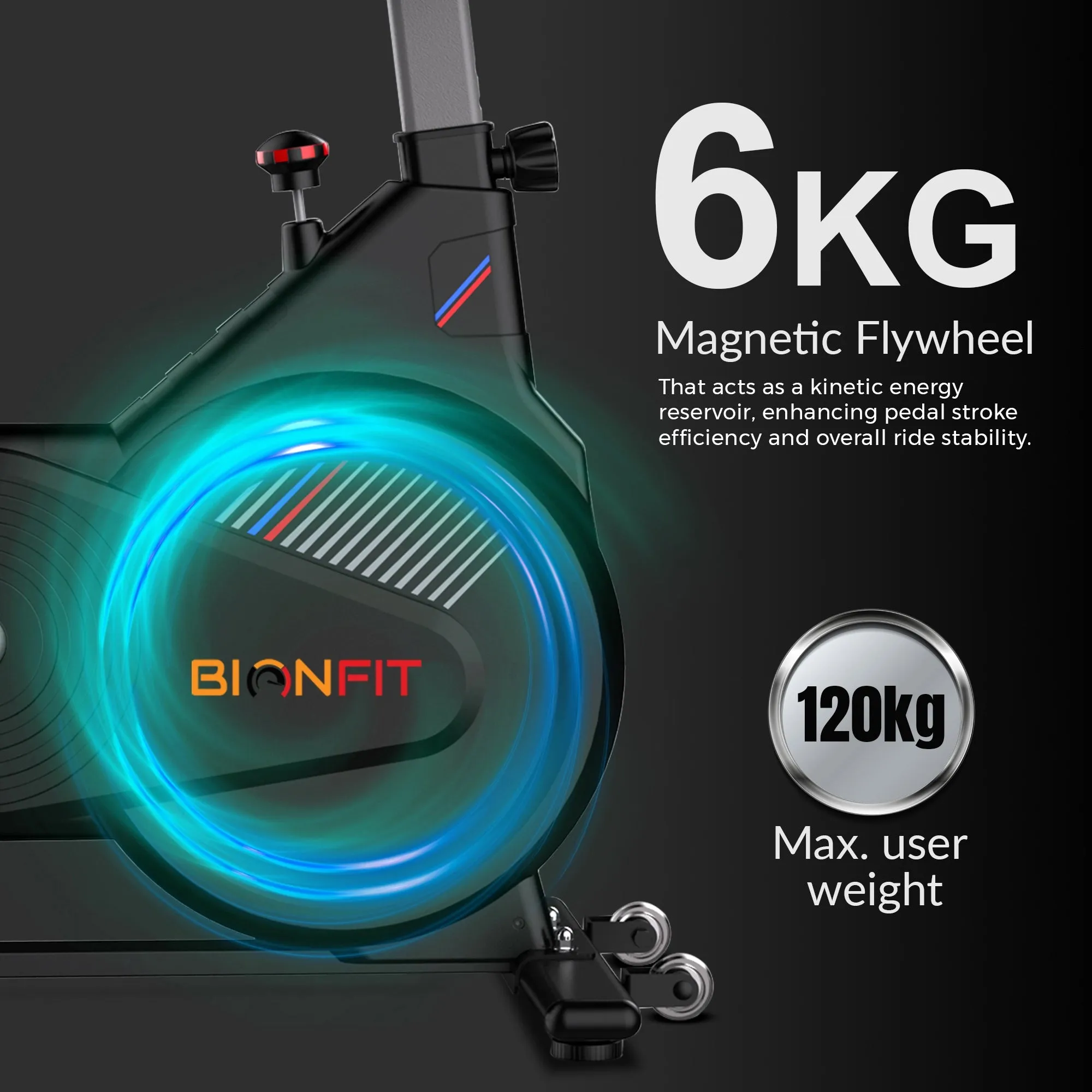 BIONFIT ApeXPro Magnetic Resistance Spin Exercise Cycle, 6 Kg Flywheel, Home Gym workout Spinner Exercise Bike  (Black)