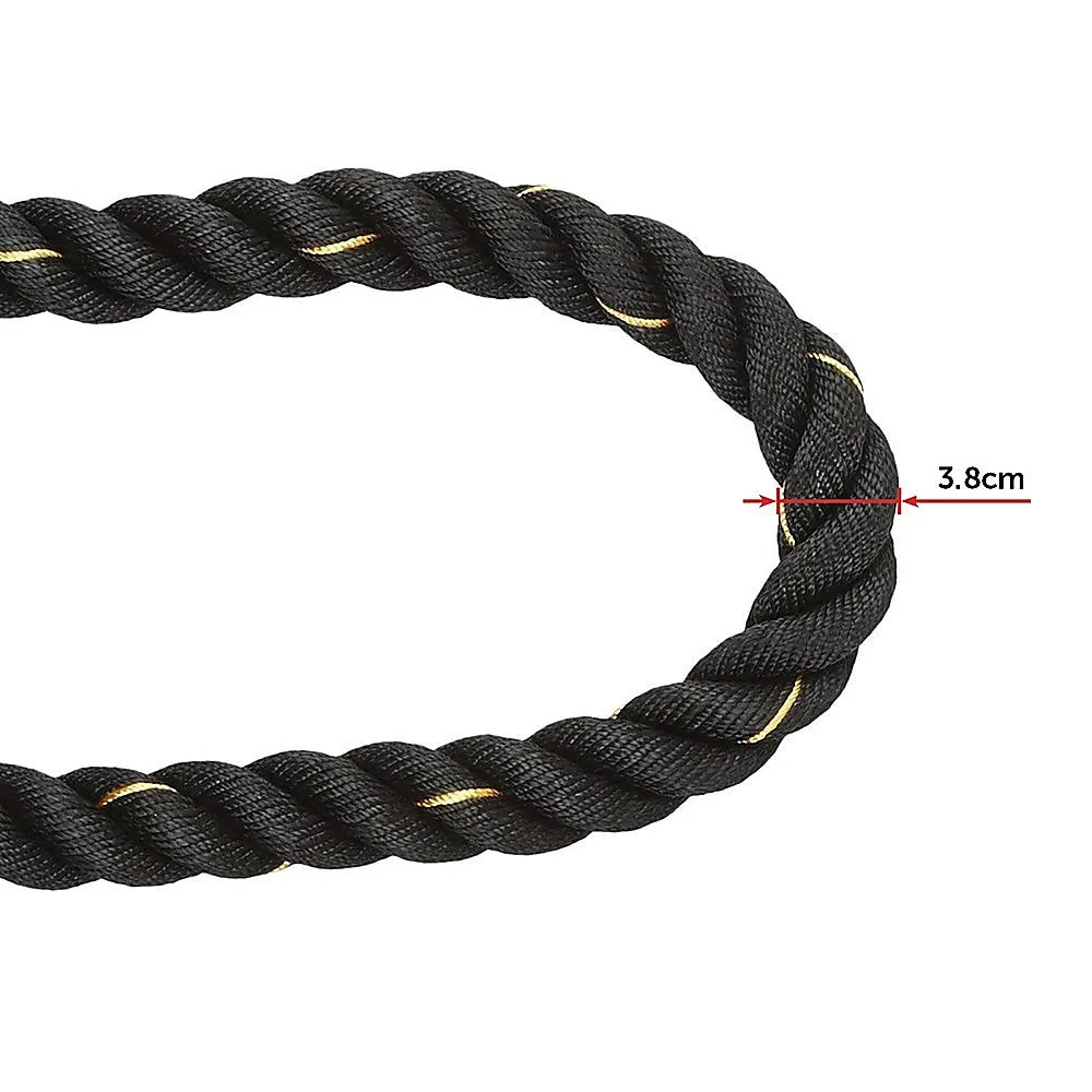 Black Poly Battle Rope 3.8cm x 9M for Workout & Strength