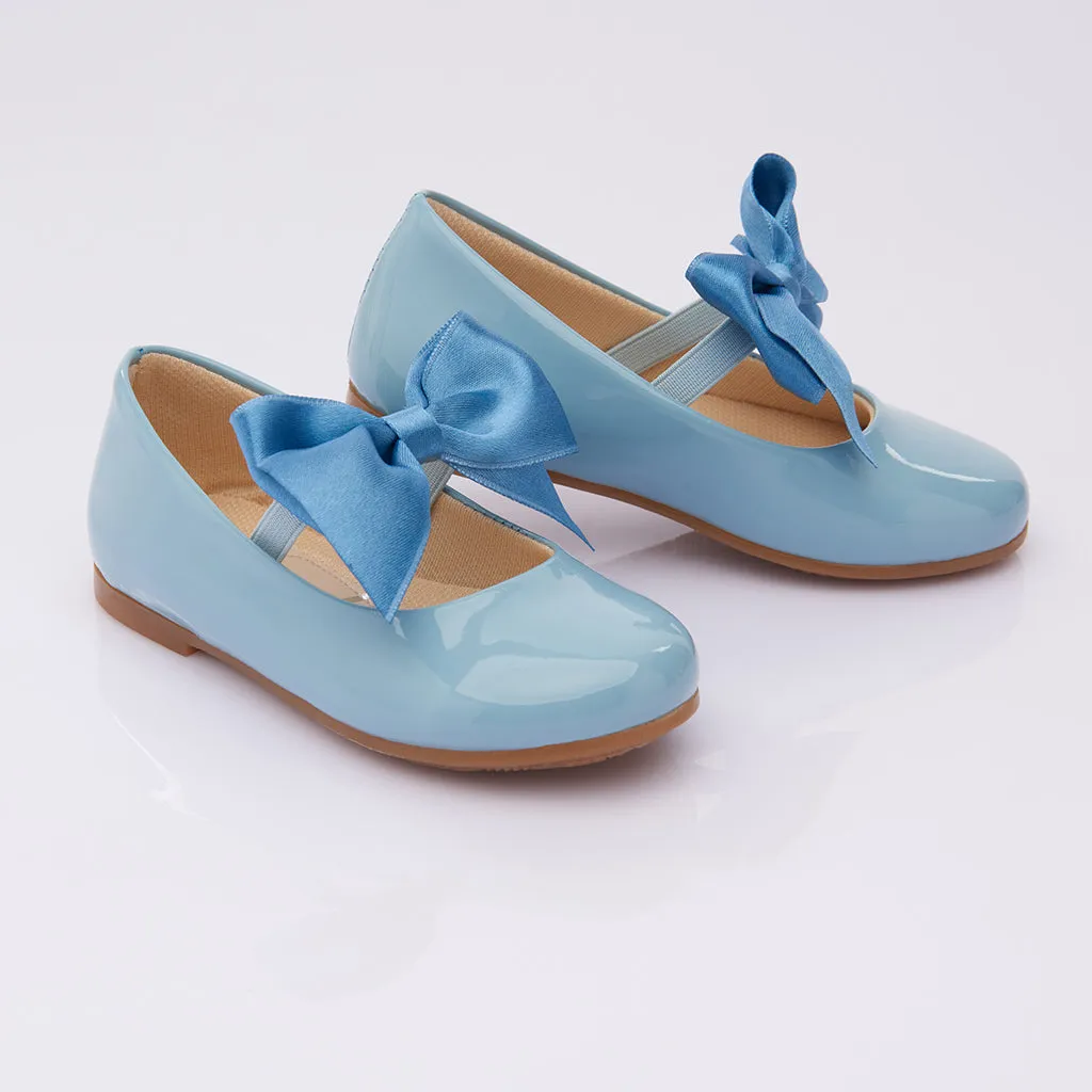 Blue Patent Baby Bow Flats