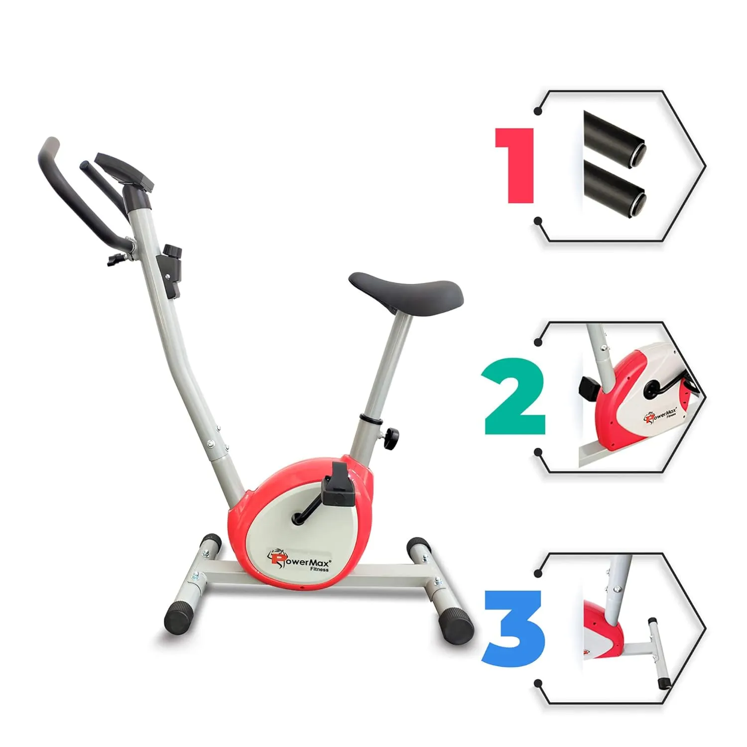 BU-200-AL156 Premiun Upright Exercise Bike for Home Use |HDR foam grip |Comfortable Cusion Seat |Adjustable Height |Exercise Cycle?Max User Wt.100kg |1 PC Crank ? DIY(DO IT YOURSELF)White