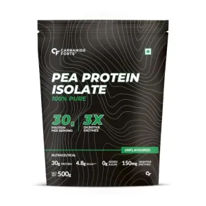 Carbamide Forte Pea Protein Isolate 30g per serving | Vegan Plant Protein Powder Isolate with 4.8g BCAA | 100% Pure Unflavoured Plant Pea Protein Powder - 500g