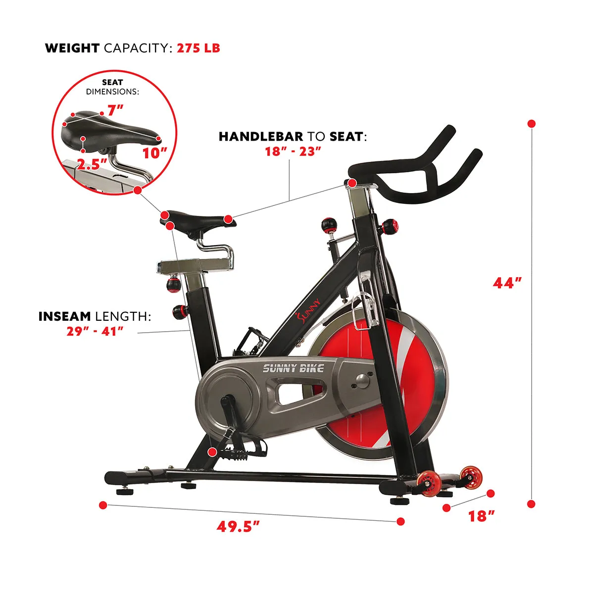 Chain Drive Exercise Bike - Stationary Indoor Cycling Trainer