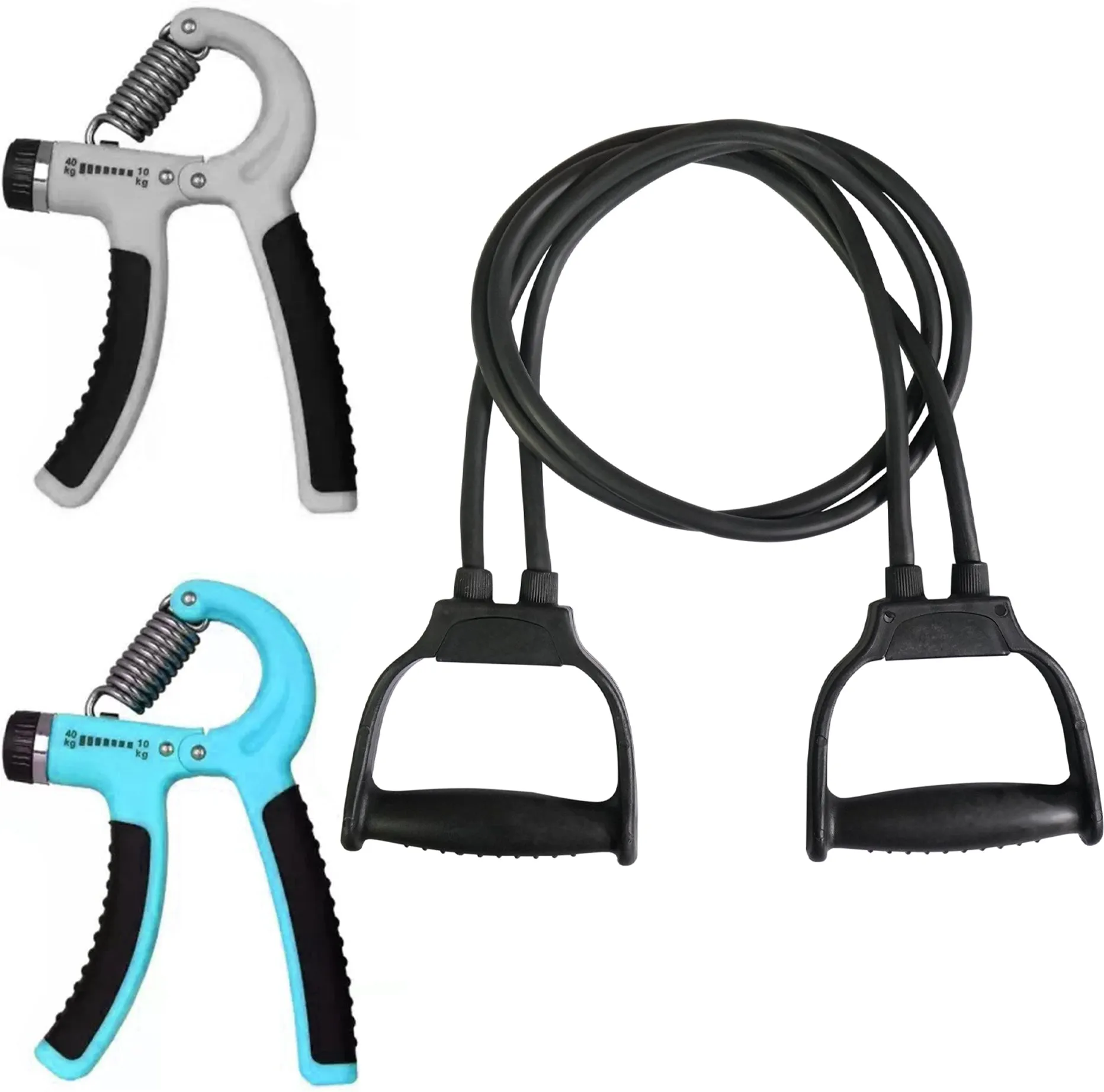 Combo of 2Pc Adjustable Hand Gripper & Double Toning tube for Body Hand Workout