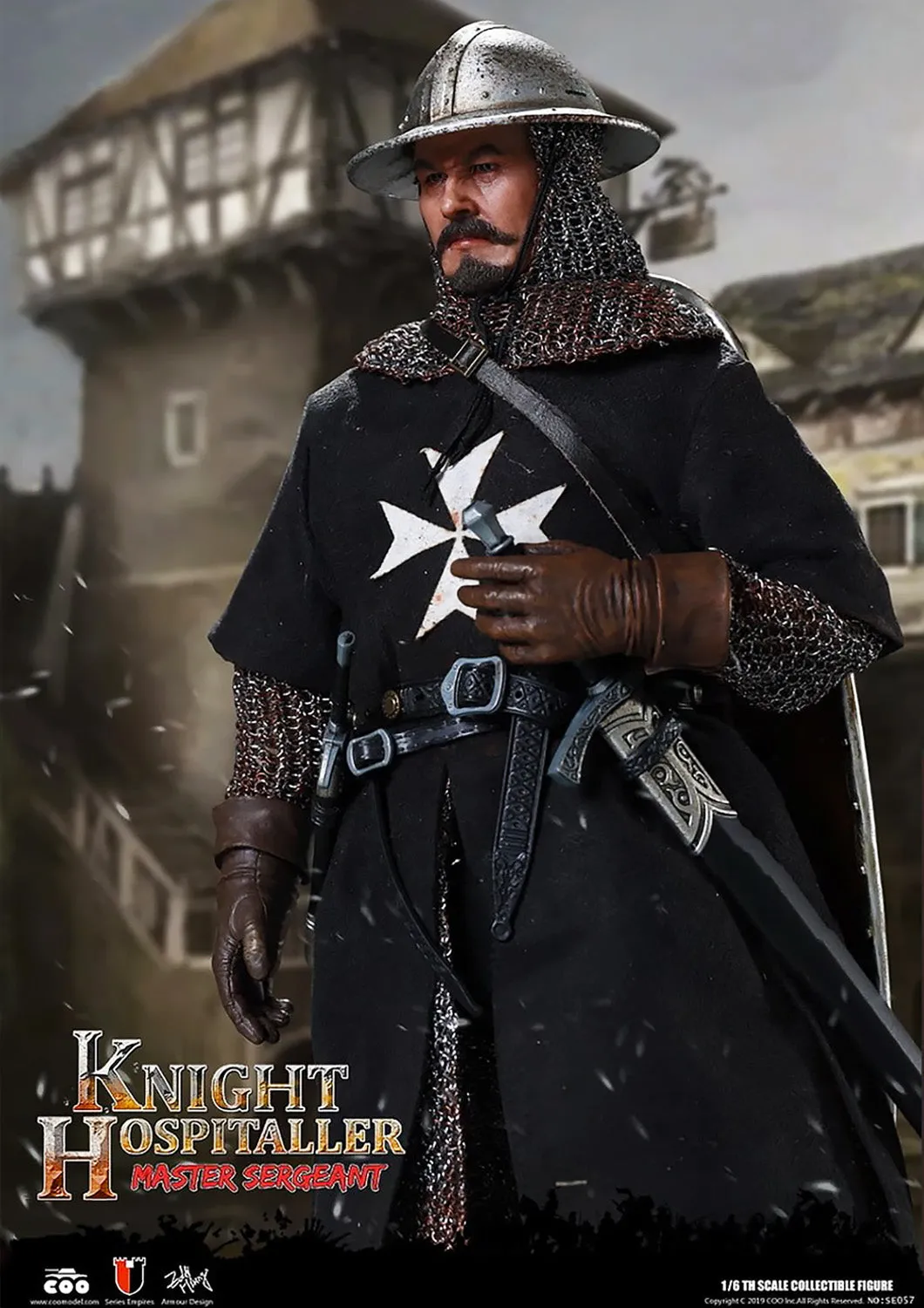 COOMODEL SERIES OF EMPIRES DIE-CAST ALLOY SERGEANT OF KNIGHTS HOSPITALLER 1/6 SCALE - SE057