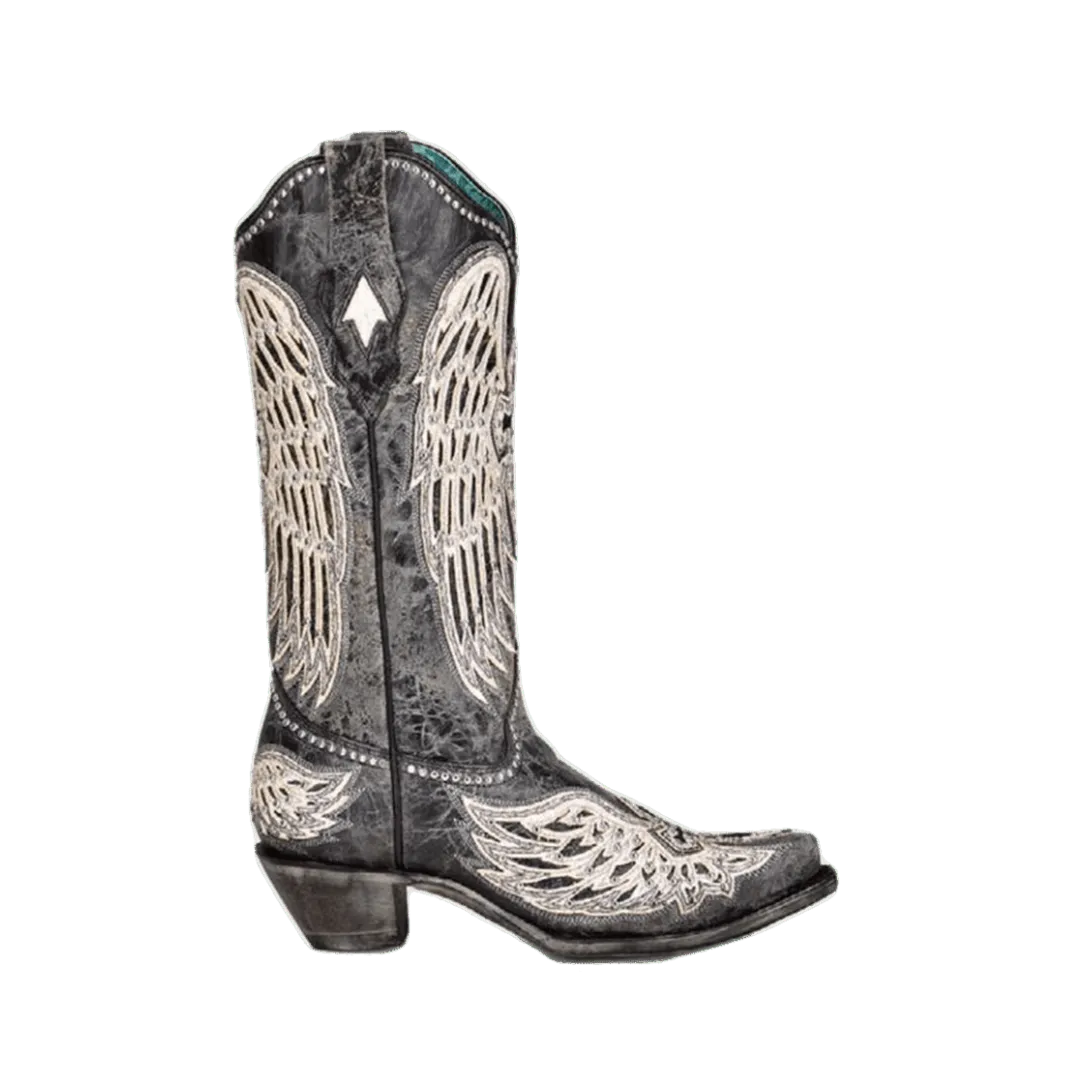 Corral Boots Women's Black Cross and Wings Overlay Boot