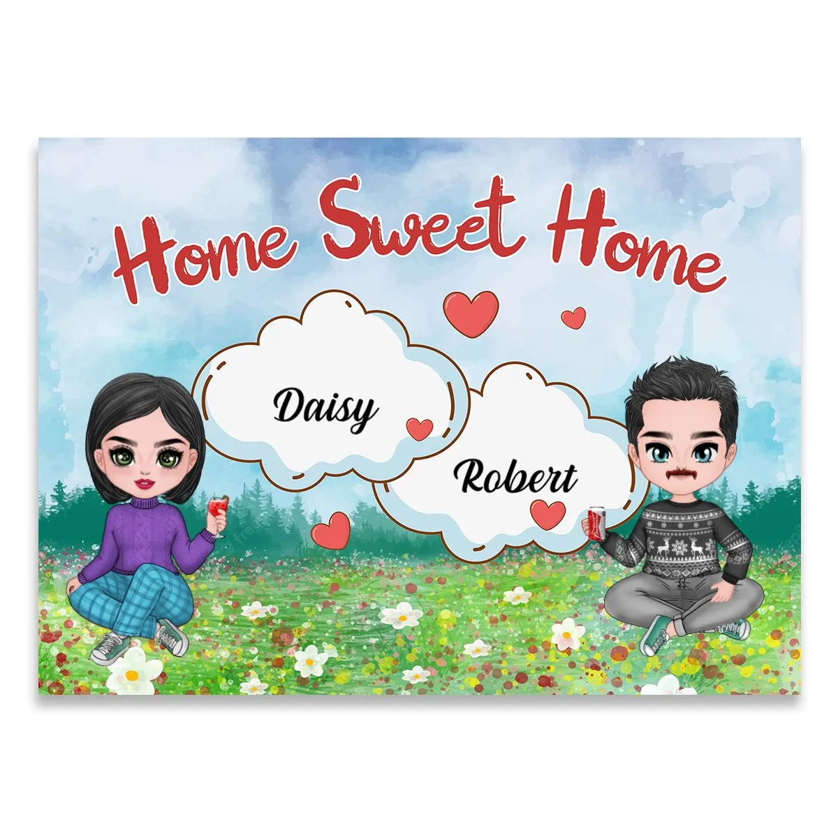 Couple - Home Sweet Home - Personalized Doormat