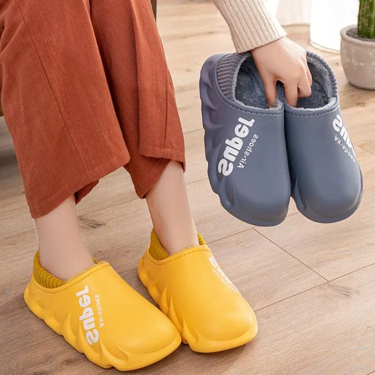 Cozy Waterproof Thick Velvet Slippers for Winter Comfort