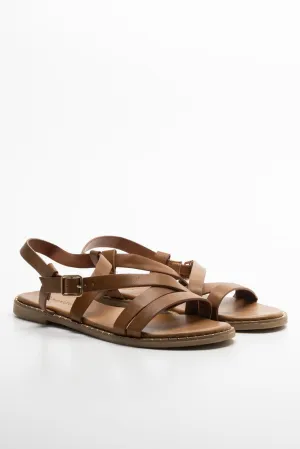 Cross Over Strappy Sandal Brown