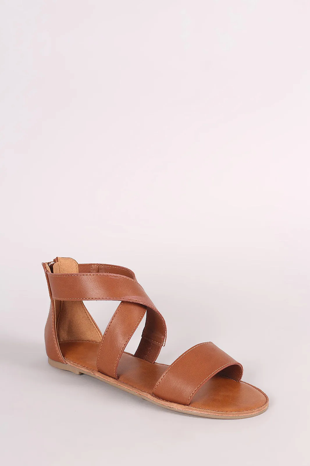 Cross-Strap Open Toe Flat Sandal