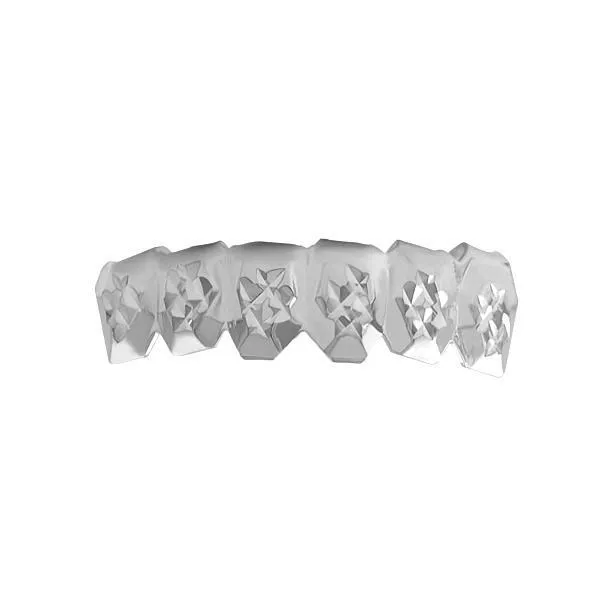 Custom Grillz Diamond Cut Rhodium Bottom