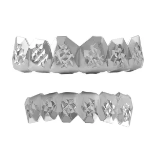 Custom Grillz Diamond Cut Rhodium Set