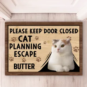 Custom Photo Cats Planning Escape - Personalized Doormat