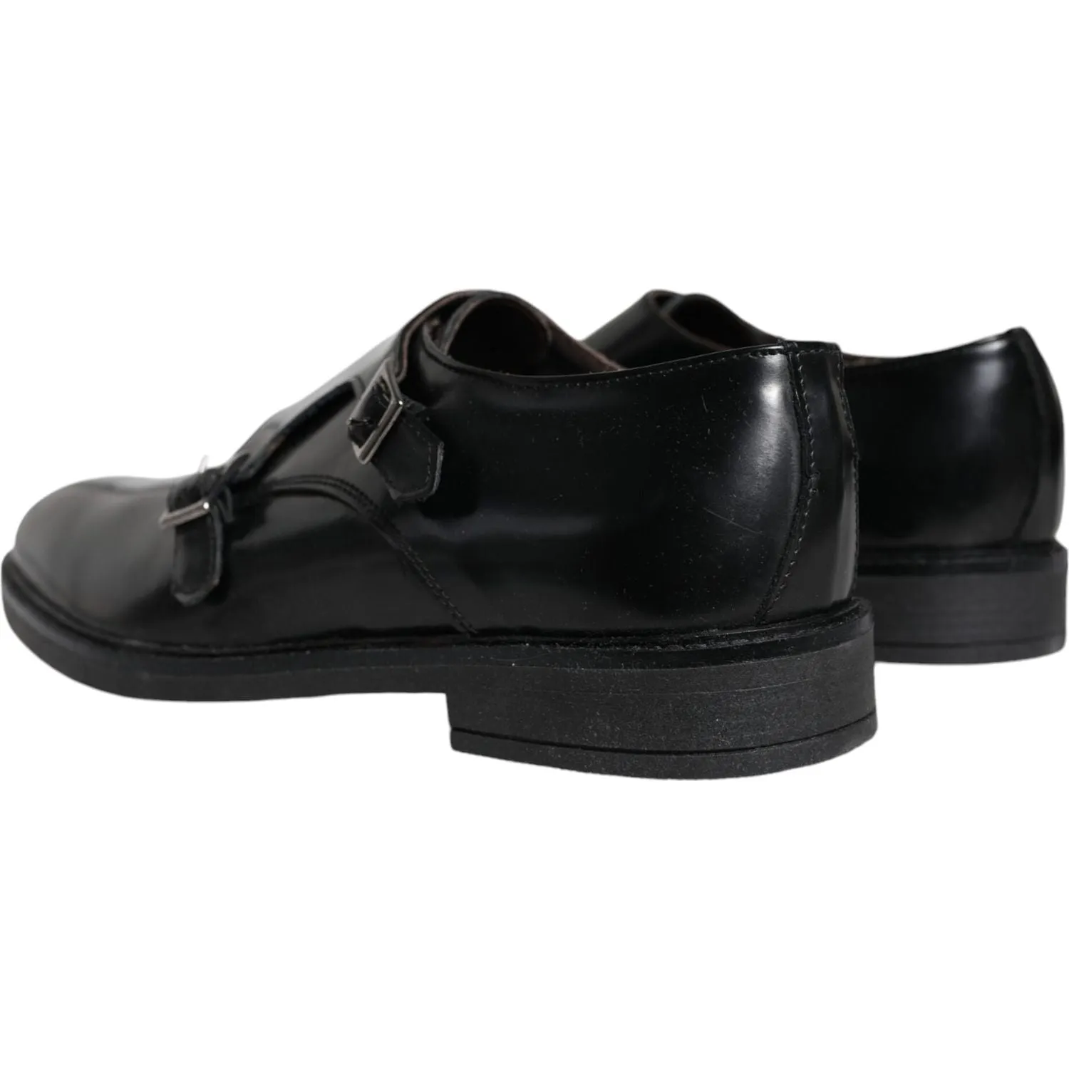 Daniele Alessandrini Black Leather Monk Strap Dress Formal Shoes