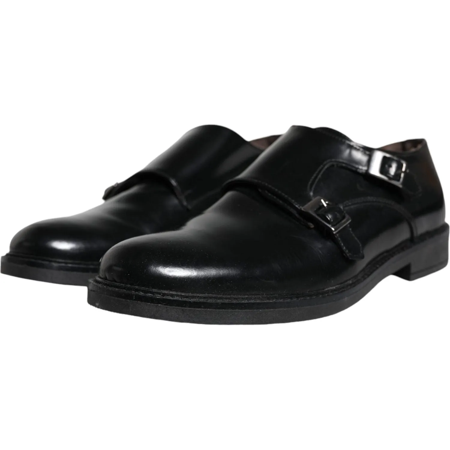 Daniele Alessandrini Black Leather Monk Strap Dress Formal Shoes