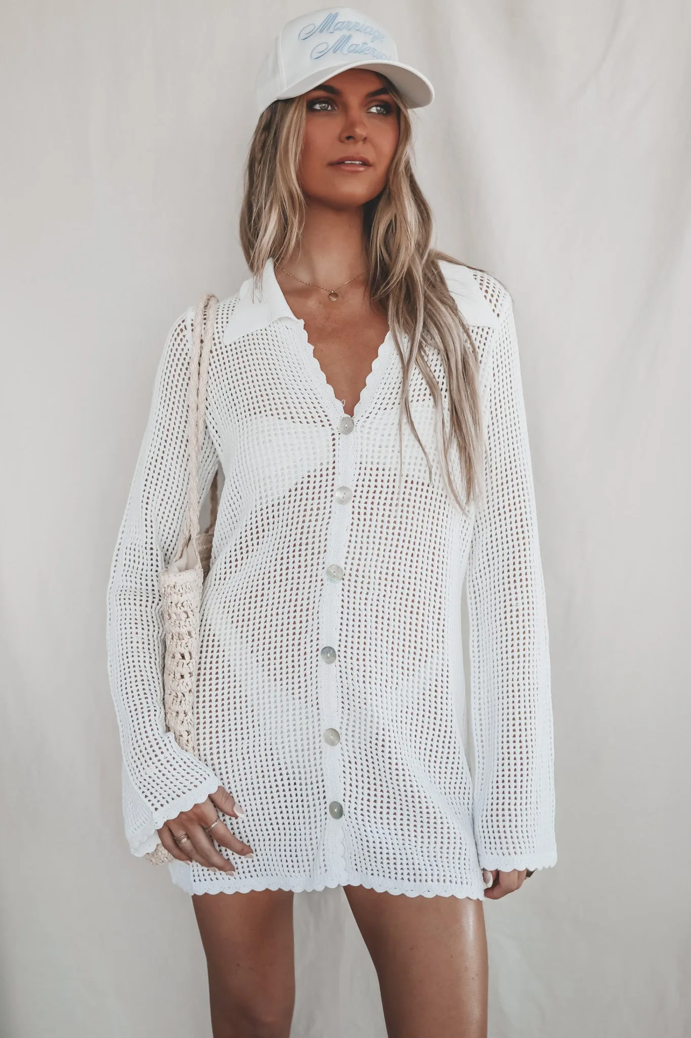 DEAL SHOW ME YOUR MUMU White Button Up Coverup