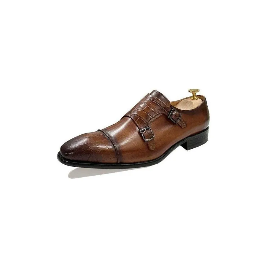 Elegant CrocBlend Monk Strap Dress Shoes