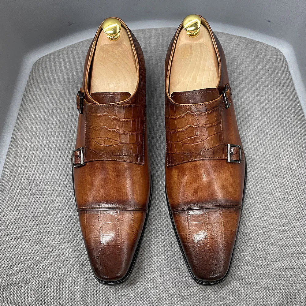 Elegant CrocBlend Monk Strap Dress Shoes