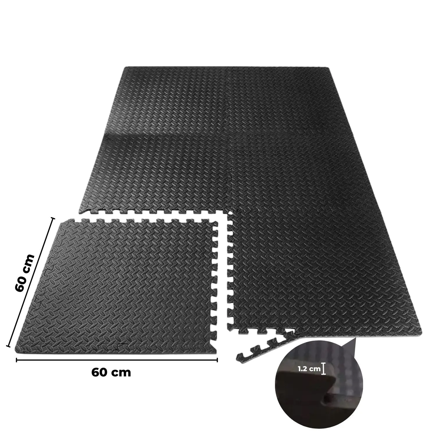 EVA Foam Interlocking Puzzle Gym Mat Tiles, Black - Verpeak