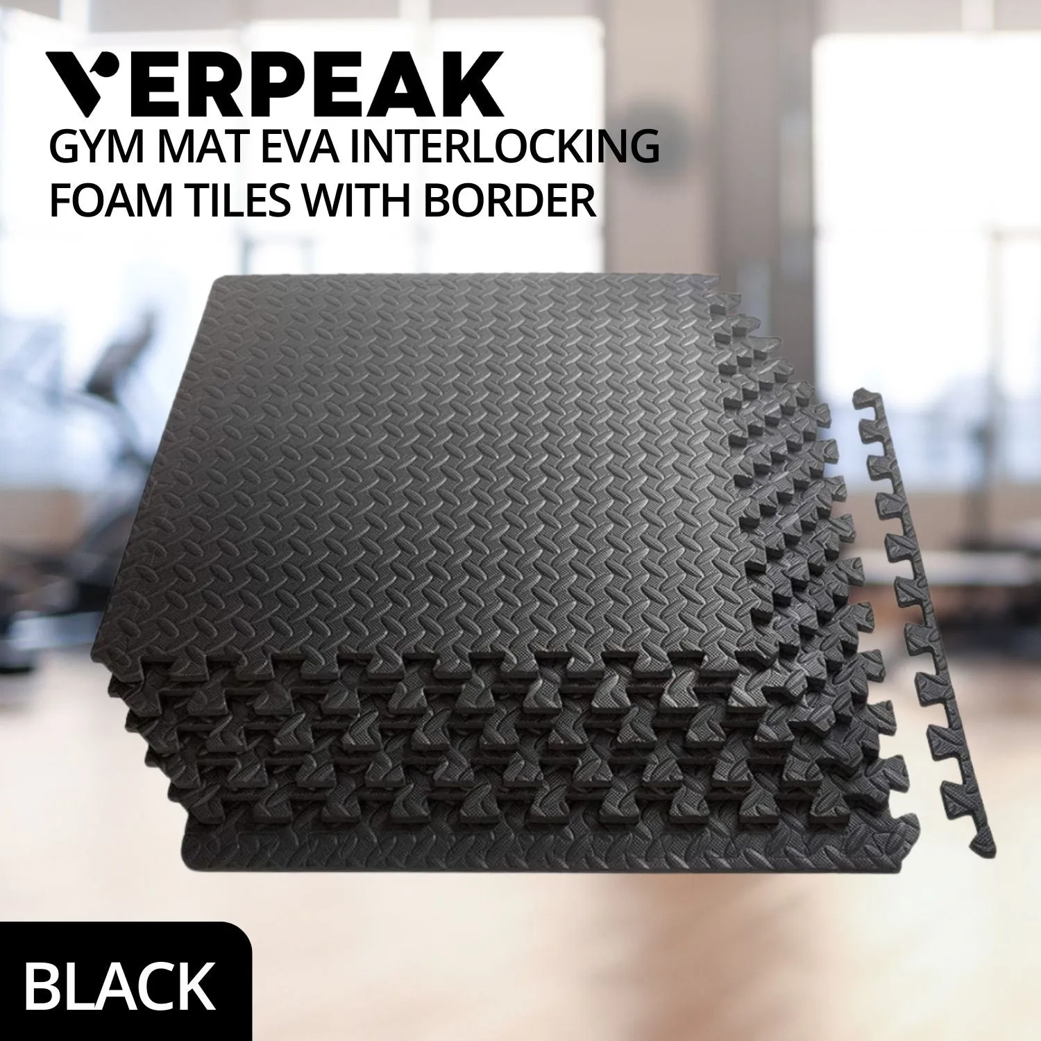 EVA Foam Interlocking Puzzle Gym Mat Tiles, Black - Verpeak